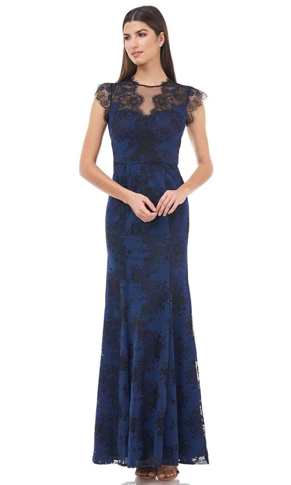 JS Collections 866732 - Illusion Neck Laced Evening Dress Couture Candy JS Collections 866732 - Illusion Neck Laced Evening Dress Couture Candy
