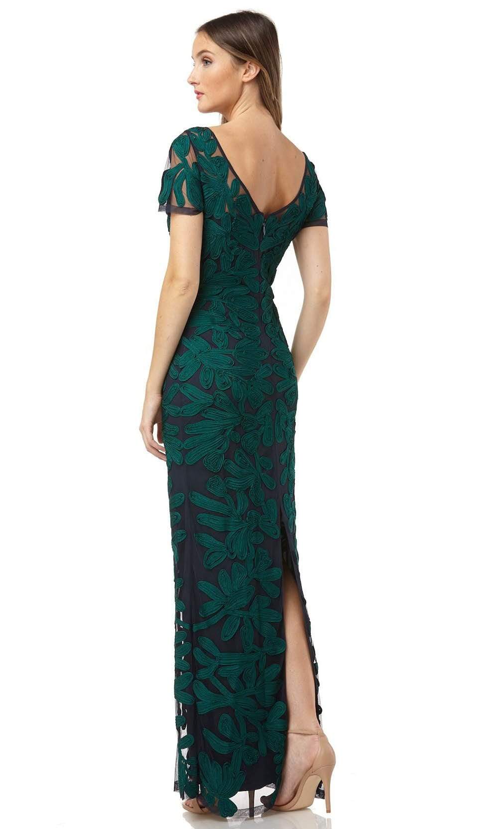 JS Collections - 866747 Illusion Neckline Soutache Long Sheath Gown Couture Candy JS Collections - 866747 Illusion Neckline Soutache Long Sheath Gown Couture Candy