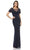 JS Collections - 866747 Illusion Neckline Soutache Long Sheath Gown Evening Dresses 2 / Navy