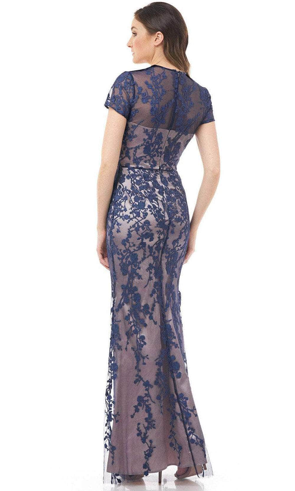 JS Collections 866938 - Laced Short Sleeved Evening Dress JS Collections 866938 - Laced Short Sleeved Evening Dress
