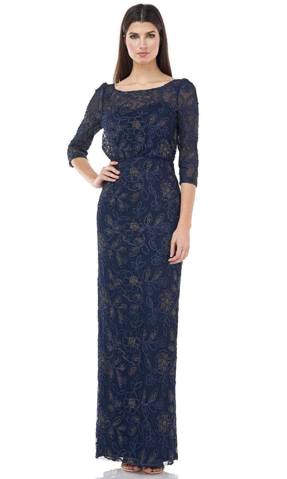 JS Collections 867040 - Quarter Sleeved Embellished Long Dress Couture Candy JS Collections 867040 - Quarter Sleeved Embellished Long Dress Couture Candy