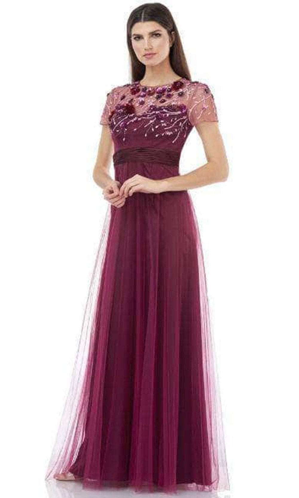 JS Collections 867132 Floral Applique Mesh Overlay Evening Gown