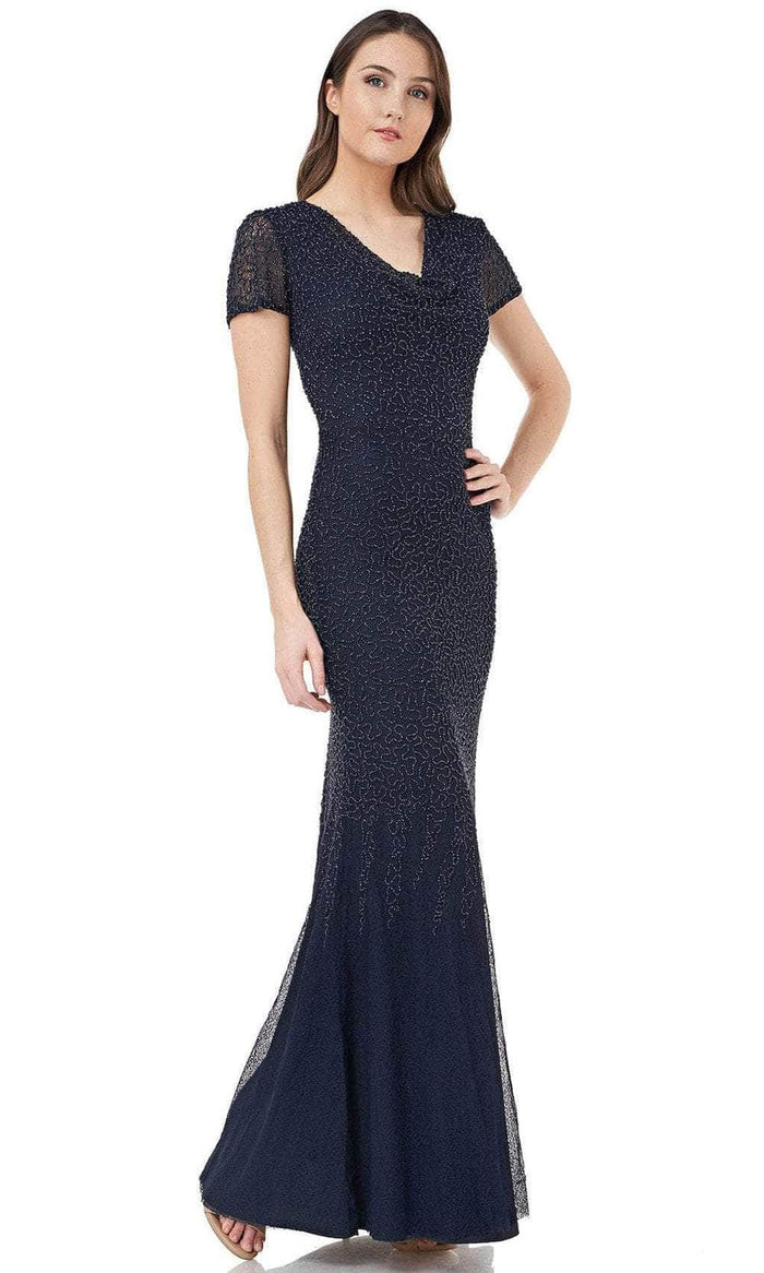 JS Collections 867170 - Pearl Beaded Sheath Evening Dress Special Occasion Dress 4 / Navy