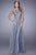 La Femme - 21627 Illusion Lace Chiffon Gown Special Occasion Dress 0 / Platinum