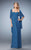 La Femme - 23023 Strapless Ruched Sheath Long Dress with Shawl Special Occasion Dress 0 / Slate Blue