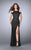 La Femme - 23565 All Lace Cutout Open Back Crystal Sparkle Prom Dress Special Occasion Dress 00 / Black