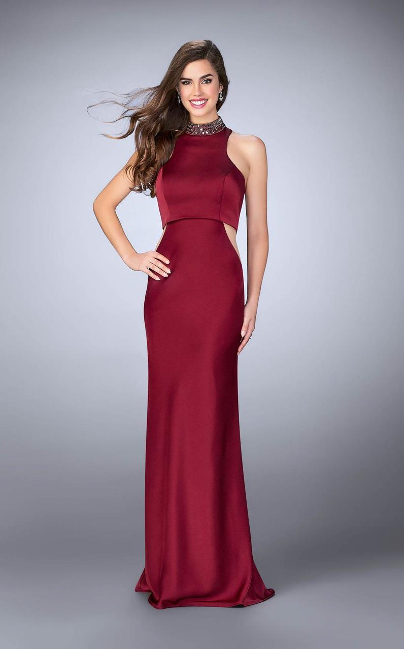 la femme burgundy dress La Femme 27502 Dress