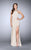 La Femme - 23993 Beaded Halter Neck Strappy Back Jersey Prom Dress Special Occasion Dress 00 / Nude