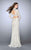 La Femme - 24013 Long Sleeve Turtleneck Crop Top Lace Overlay Long Prom Dress Special Occasion Dress 00 / Ivory