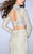 La Femme - 24013 Long Sleeve Turtleneck Crop Top Lace Overlay Long Prom Dress Special Occasion Dress