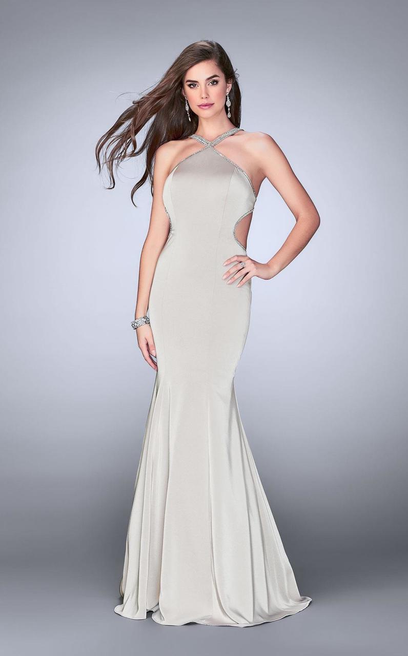 La Femme - 24352 Crystal Beaded Halter Style Prom Dress 2 / Nude - Shop La Femme dresses on Couture Candy at CoutureCandy.com La Femme - 24352 Crystal Beaded Halter Style Prom Dress 2 / Nude - Shop La Femme dresses on Couture Candy at CoutureCandy.com