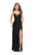 La Femme - 25270 Sleeveless Pleated Surplice Bodice Satin Gown Special Occasion Dress 00 / Black
