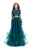 La Femme - 25300 Two-Piece Illusion Appliqued Bodice Tulle Gown Special Occasion Dress 00 / Deep Teal