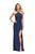 La Femme - 25346 Strappy Lattice Back High Halter Jersey Gown Special Occasion Dress 00 / Sapphire Blue
