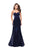 La Femme - 25383 Lustrous Strapless Satin Trumpet Gown Special Occasion Dress 00 / Navy
