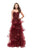 La Femme - 25430 Strapless Strappy Layered Tulle Dress Special Occasion Dress 00 / Wine