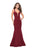 La Femme - 25485 Strappy Fitted Plunging Mermaid Dress Special Occasion Dress 00 / Burgundy