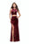 La Femme - 25500 Two-Piece Cutout Bodice Velvet Sheath Gown Special Occasion Dress 00 / Wine