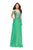 La Femme - 25513 Beaded Lace Plunging Chiffon Dress Special Occasion Dress 00 / Jungle Green