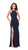La Femme - 25540 Sleeveless High Halter Satin Sheath Gown Special Occasion Dress 00 / Navy
