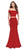 La Femme - 25578 Two-Piece Fold-Over Off Shoulder Jersey Gown Evening Dresses 00 / Red
