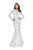 La Femme - 25607 Beaded Long Sleeve Lace Mermaid Dress Special Occasion Dress 00 / White