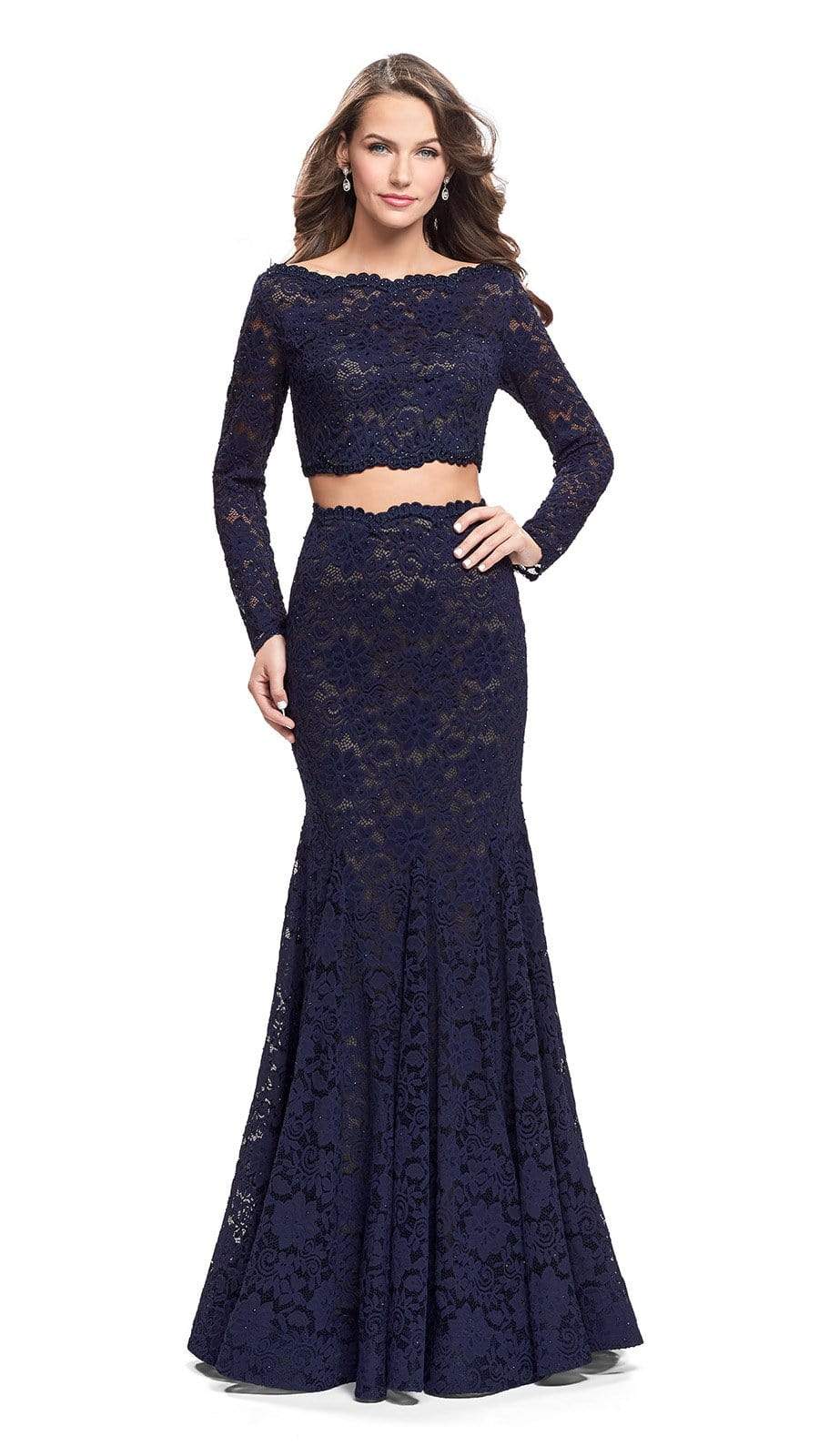 La Femme - 25668 Two Piece Lace Mermaid Dress Couture Candy La Femme - 25668 Two Piece Lace Mermaid Dress Couture Candy