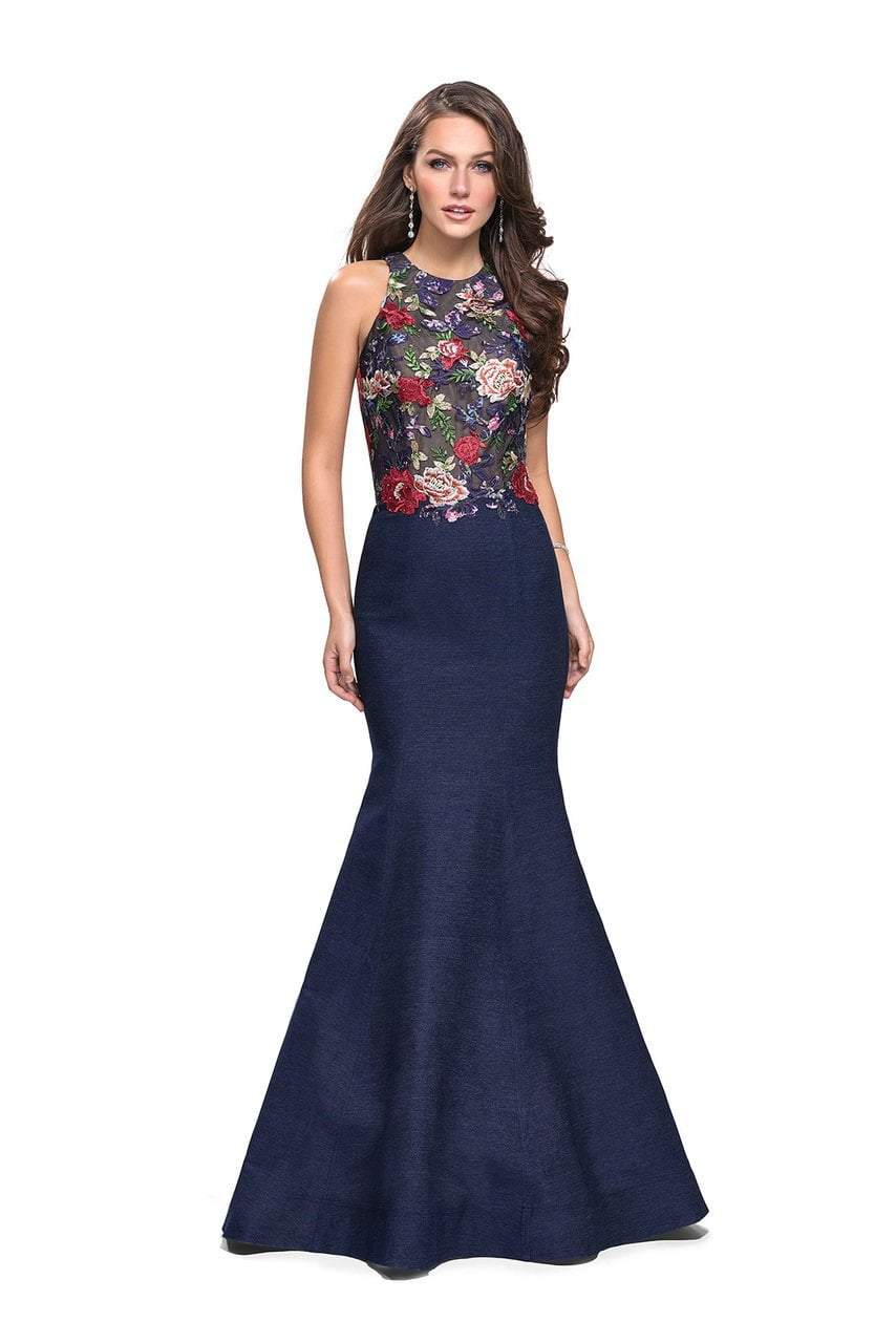 denim prom dress One Shoulder Strap Denim Prom Dress Ashley Lauren 11125