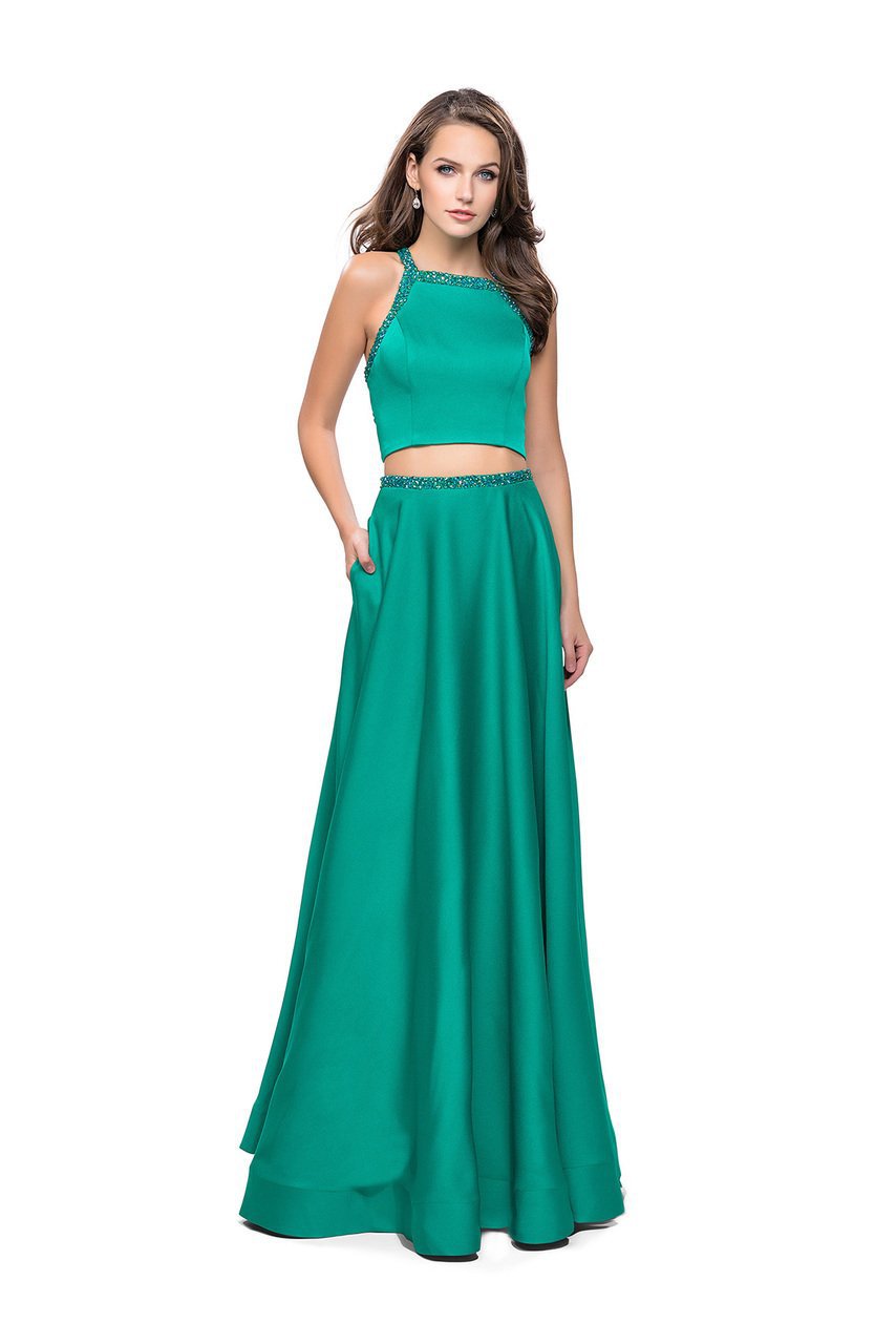 La Femme - 25978 High Halter Neck Two-Piece A-line Gown 8 / Jade - Shop La Femme dresses on Couture Candy at CoutureCandy.com La Femme - 25978 High Halter Neck Two-Piece A-line Gown 8 / Jade - Shop La Femme dresses on Couture Candy at CoutureCandy.com