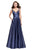 La Femme - 26015 Plunging Sweetheart Mikado A-line Dress Special Occasion Dress 00 / Navy