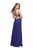 La Femme - 26124 Embroidered Lace V-neck Satin A-line Gown Special Occasion Dress