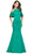 La Femme - 26145 Lace Trimmed High Halter Satin Mermaid Gown Formal Gowns 0 / Jade