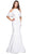La Femme - 26145 Lace Trimmed High Halter Satin Mermaid Gown Formal Gowns 0 / White