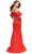 La Femme - 26145 Lace Trimmed High Halter Satin Mermaid Gown Formal Gowns