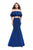 La Femme - 26324 Two Piece Ruffled Off-Shoulder Jersey Mermaid Dress Special Occasion Dress 00 / Sapphire Blue