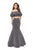 La Femme - 26324 Two Piece Ruffled Off-Shoulder Jersey Mermaid Dress Special Occasion Dress 00 / Silver