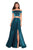 La Femme - 26919 Two-Piece Sleek Off Shoulder High Slit Gown Special Occasion Dress 00 / Teal