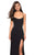La Femme - 26940 Crisscrossed Lace Up Back High Slit Gown Special Occasion Dress 00 / Black