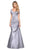 La Femme - 26947 Short Sleeve Pleat-Textured Trumpet Gown Mother of the Bride Dresses 4 / Platinum