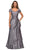 La Femme - 27033 Floral Embroidery Stretch Satin A-Line Gown Mother of the Bride Dresses 4 / Platinum