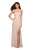 La Femme - 27089 Beaded Strappy Scoop Gown with Slit Special Occasion Dress 00 / Nude