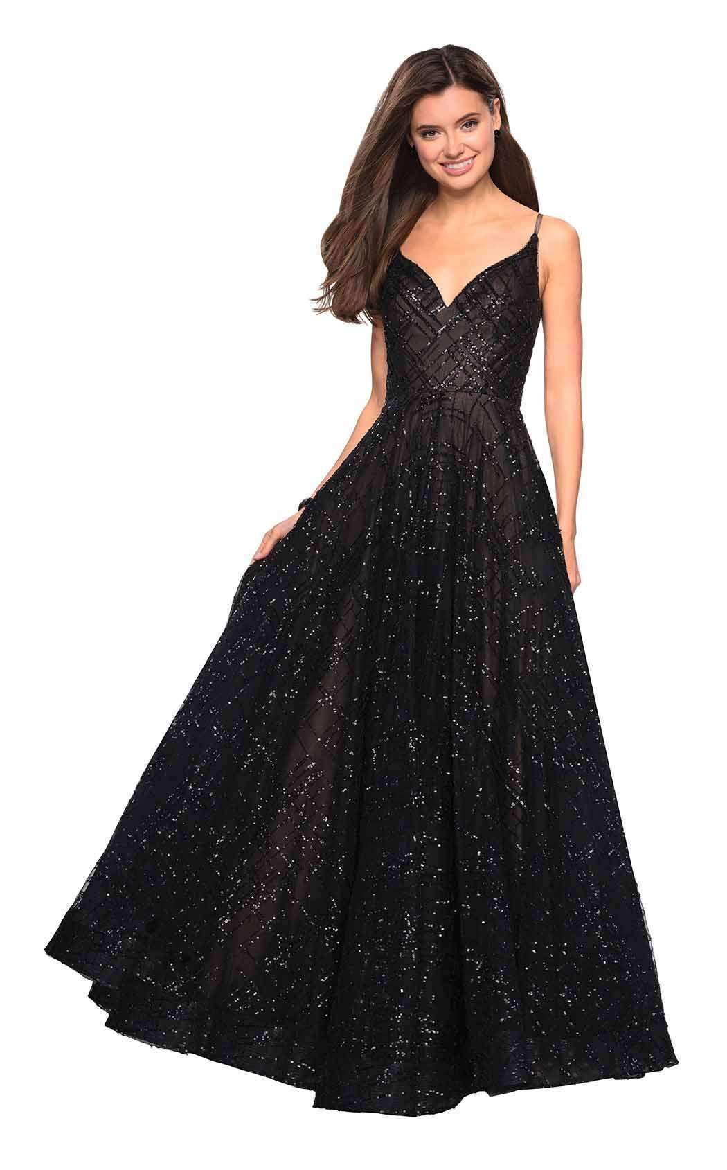 La Femme 27199 Sparkling Sequin Sleeveless A-Line Dress - Couture Candy La Femme 27199 Sparkling Sequin Sleeveless A-Line Dress - Couture Candy