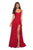 La Femme - 27476 Classy Allover Lace Organza Gown with Romper shorts Prom Dresses 00 / Red