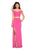 La Femme - 27496 Two Piece Off shoulder Gown with Slit Special Occasion Dress 00 / Hot Pink