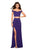 La Femme - 27496 Two Piece Off shoulder Gown with Slit Special Occasion Dress 00 / Indigo