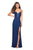 La Femme - 27512 Strappy Open Back Plunging Sweetheart Dress Special Occasion Dress 00 / Navy