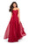 La Femme - 27515 Strapless Sweetheart Metallic Chiffon Prom Dress Bridesmaid Dresses 00 / Red