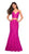 La Femme - 27589 Two Piece Lace Stretch Jersey Mermaid Dress Evening Dresses 00 / Hot Pink