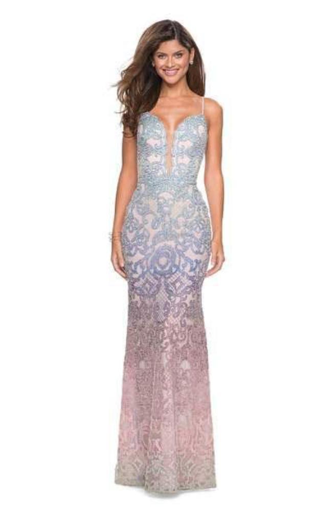 La Femme Beaded Rainbow Ombr Gown in Multi at Nordstrom, Size 0 La Femme Beaded Rainbow Ombr Gown in Multi at Nordstrom, Size 0