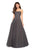 La Femme - 27630 Strapless Ruched Bodice Rhinestone Beaded Tulle Gown Special Occasion Dress 00 / Gunmetal